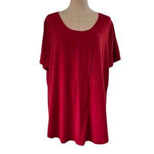 Ava & Viv Red Short Sleeve Scoop Neck Tunic Top Womens Plus Size 1X